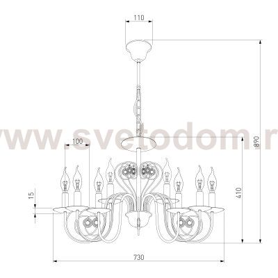 Люстра с хрустальным декором 60018/8 белый с золотом
