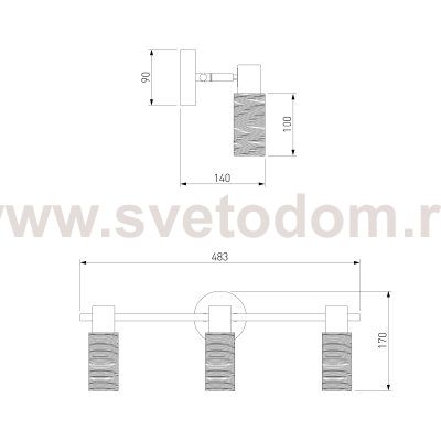 Светильник-спот с поворотными плафонами 20043/3 сатин-никель
