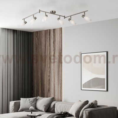 Светильник потолочный с белыми плафонами 20043/6 сатин-никель