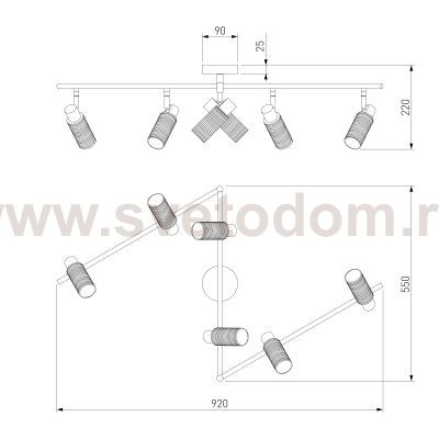 Светильник потолочный с белыми плафонами 20043/6 сатин-никель
