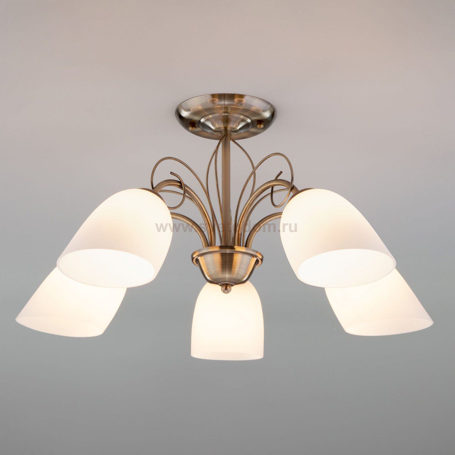 Люстра потолочная с витыми элементами 30107/5 античная бронза