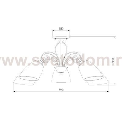 Люстра потолочная с витыми элементами 30107/5 античная бронза