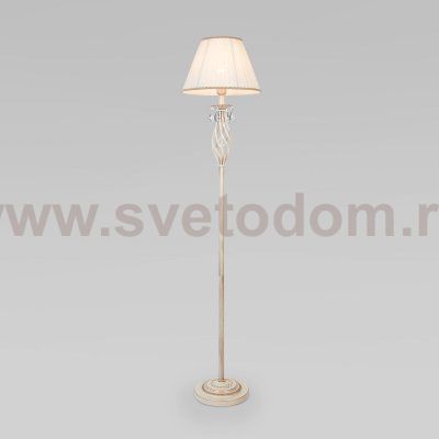 Напольный светильник с хрусталем 10073/1 белый с золотом
