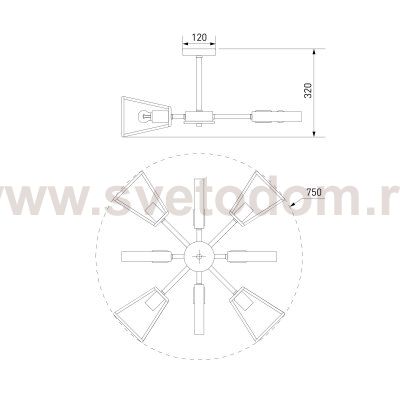 Потолочная люстра лофт с деревянными элементами 70056/8 черный