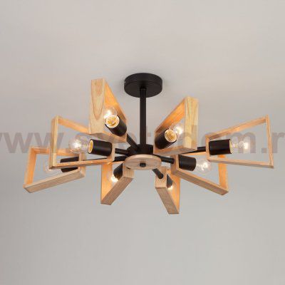 Потолочная люстра лофт с деревянными элементами 70056/8 черный