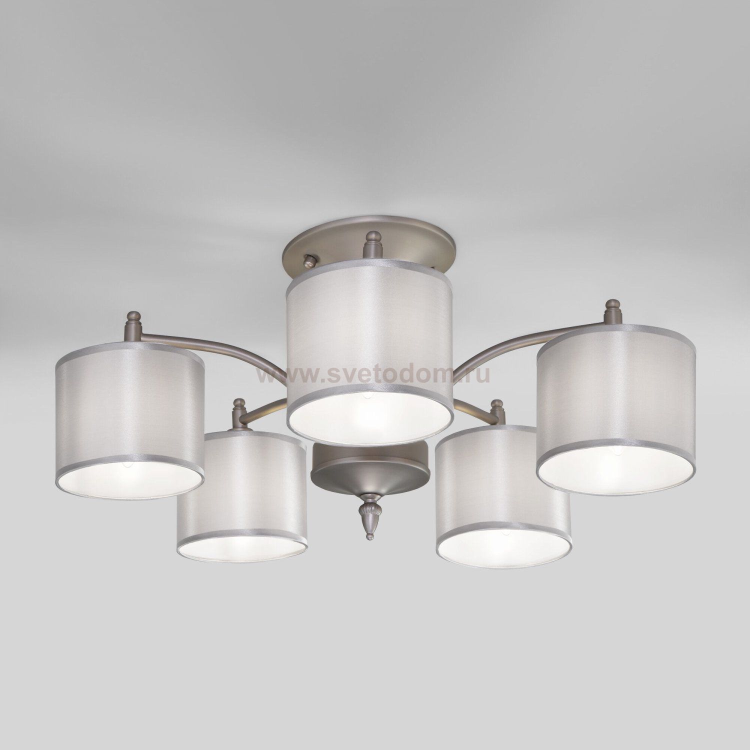 Люстра с атласными абажурами 60080/5 сатин-никель