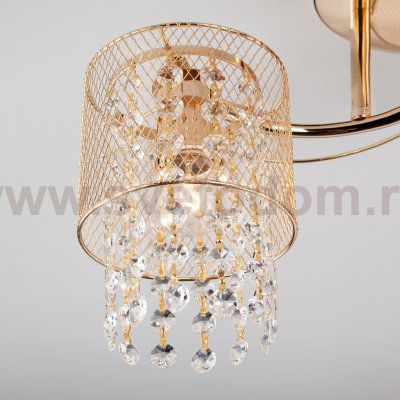 Потолочный светильник с металлическими плафонами и хрусталем 30137/3 золото
