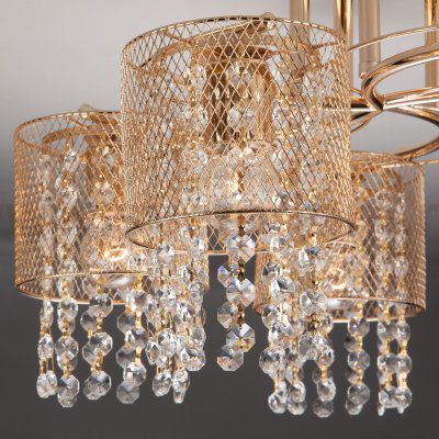 Потолочный светильник с хрусталем и плафонами из металла 30137/5 золото