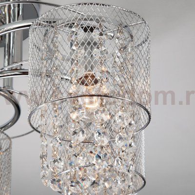 Потолочная люстра с хрусталем и плафонами 30137/5 хром