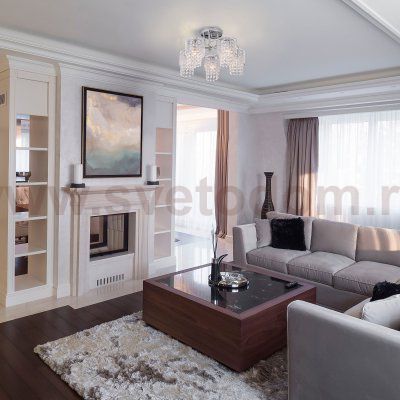 Потолочная люстра с хрусталем и плафонами 30137/5 хром