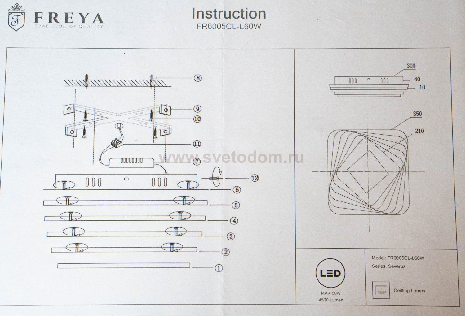 Потолочный светильник Freya FR6005CL-L60W Severus