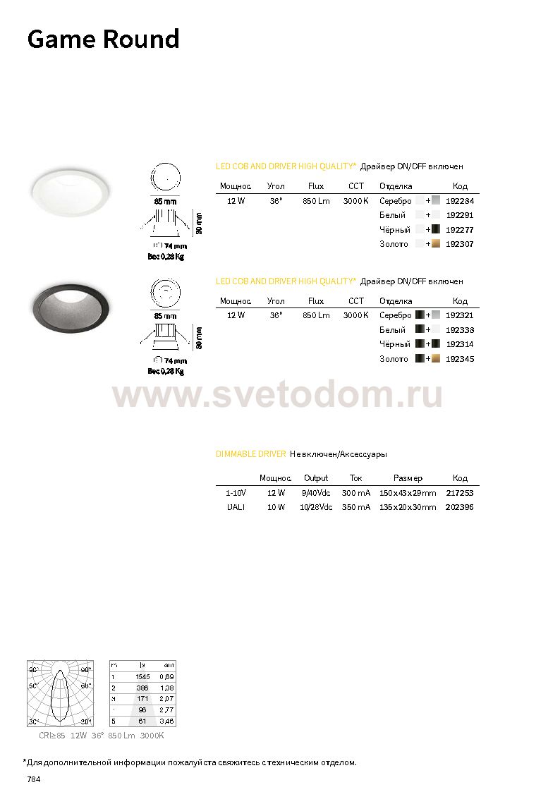 Ideal Lux GAME ROUND 11W 3000K WH SL