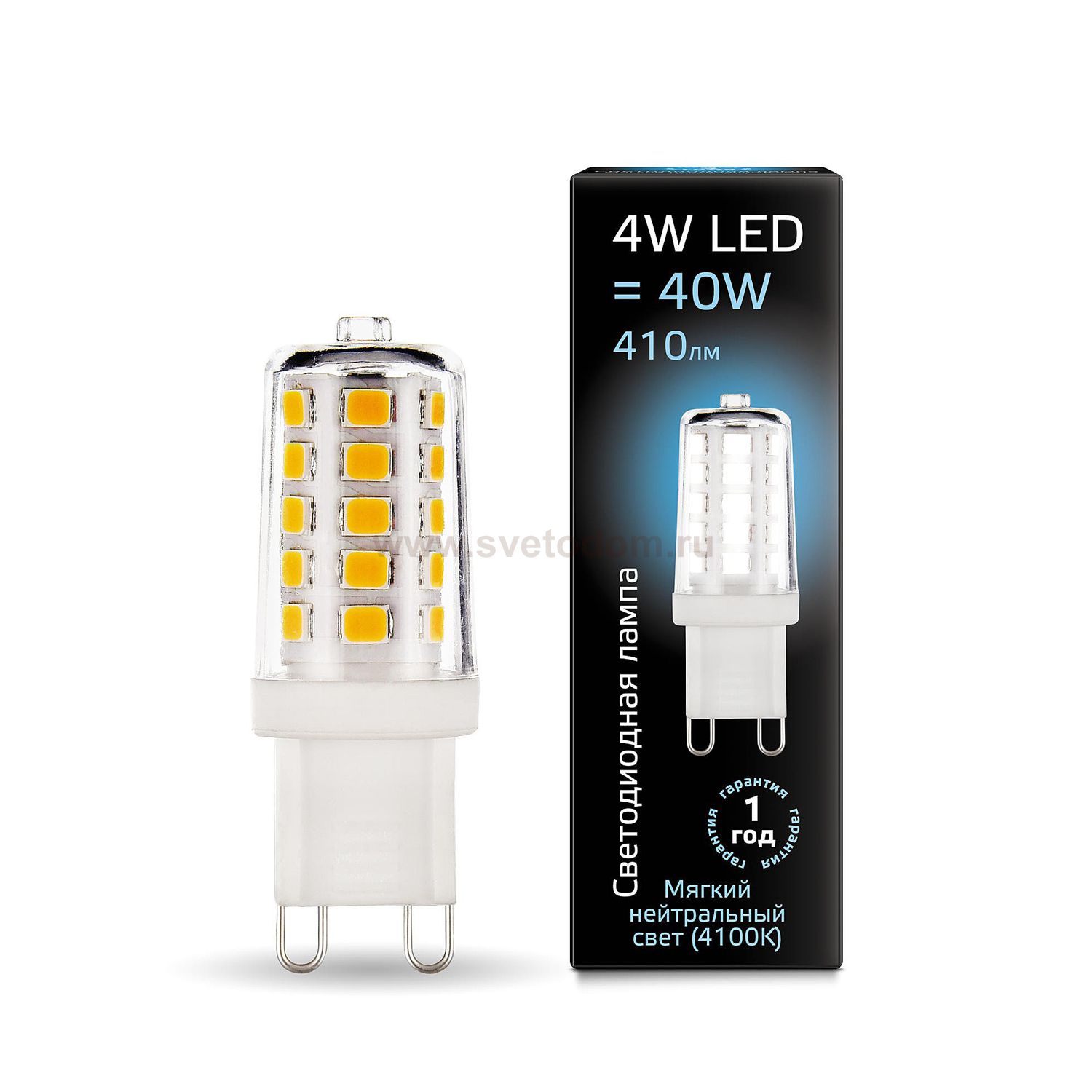 Лампа Gauss LED G9 AC185-265V 4W 410lm 4100K керамика (107309204)