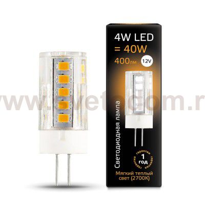 Лампа Gauss LED G4 12V 4W 400lm 2700K керамика (207307104)
