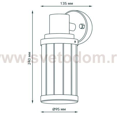 Светильник садово-парковый Gauss Vega на стену вниз 10.5*24*14.2cm, 170-240V / 50Hz, 1xE27, Max.60W, IP: 54, (GD022)