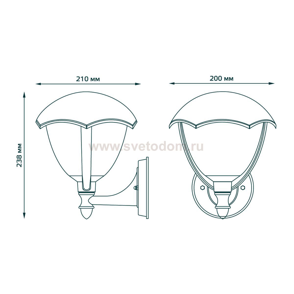 Светильник садово-парковый Gauss Aura на стену вверх 188*210*238mm, 170-240V / 50Hz, 1xE27, Max.60W, IP: 54, (GD027)
