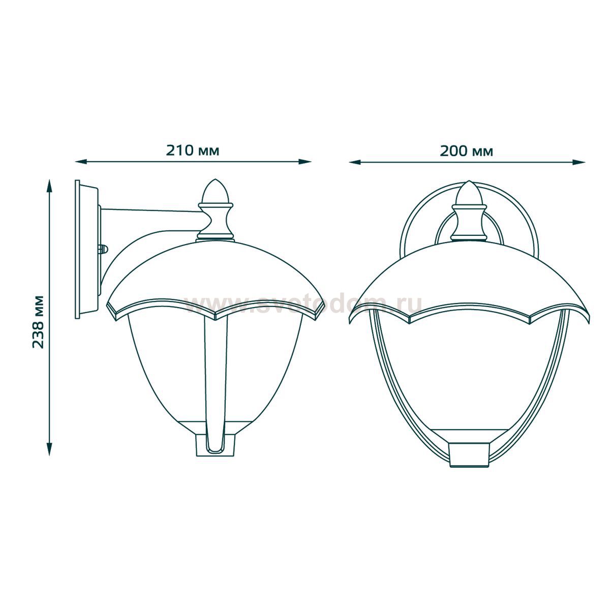 Светильник садово-парковый Gauss Aura на стену вниз 188*210*238mm, 170-240V / 50Hz, 1xE27, Max.60W, IP: 54, (GD028)