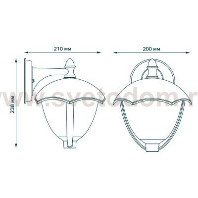 Светильник садово-парковый Gauss Aura на стену вниз 188*210*238mm, 170-240V / 50Hz, 1xE27, Max.60W, IP: 54, (GD028)