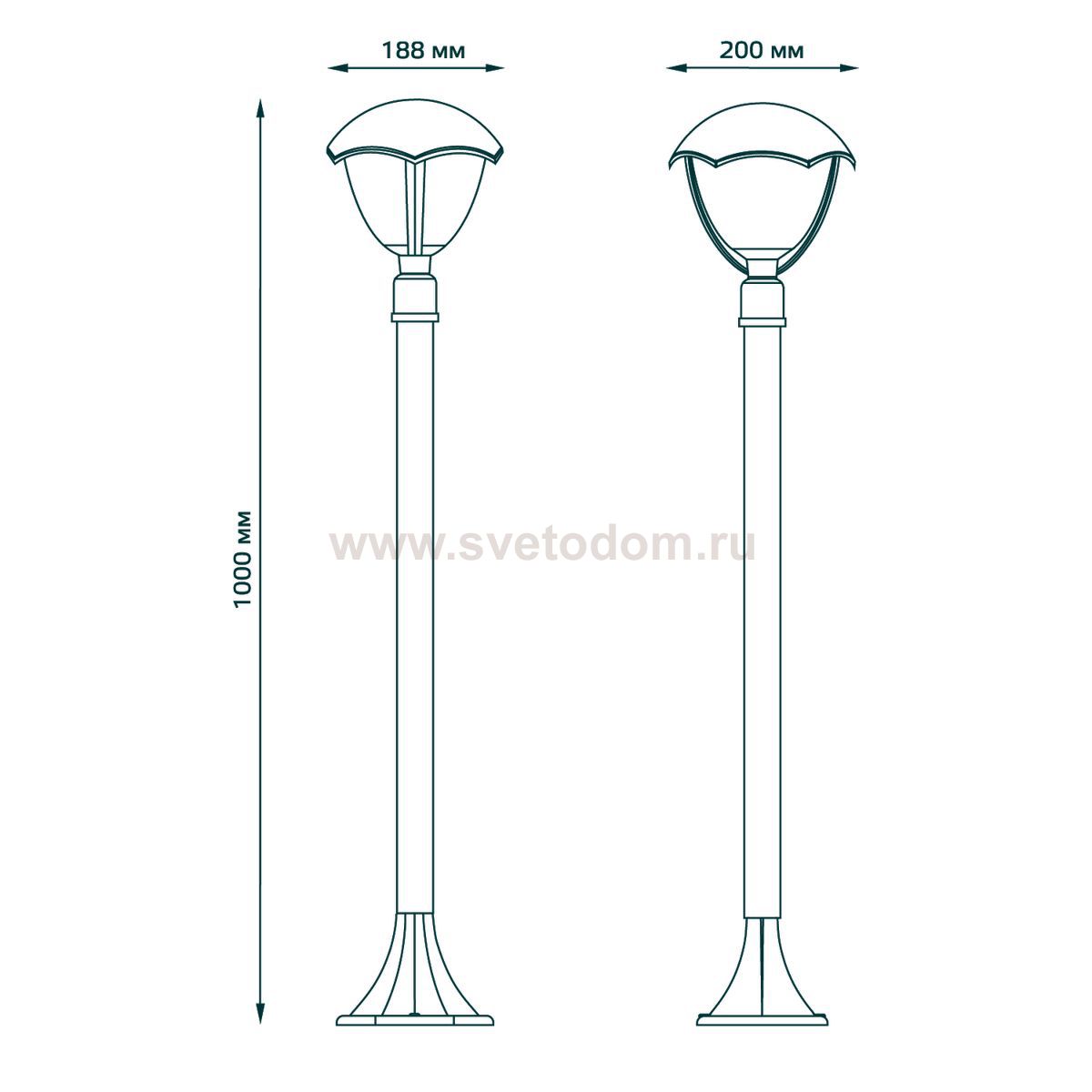 Светильник садово-парковый Gauss Aura столб 200*200*1000mm, 170-240V / 50Hz, 1xE27, Max.60W, IP: 54, (GD030)