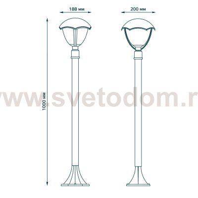 Светильник садово-парковый Gauss Aura столб 200*200*1000mm, 170-240V / 50Hz, 1xE27, Max.60W, IP: 54, (GD030)
