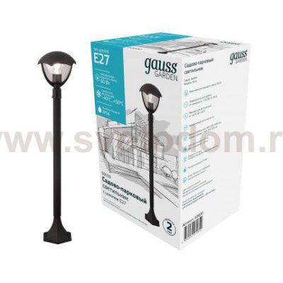 Светильник садово-парковый Gauss Aura столб 200*200*1000mm, 170-240V / 50Hz, 1xE27, Max.60W, IP: 54, (GD030)