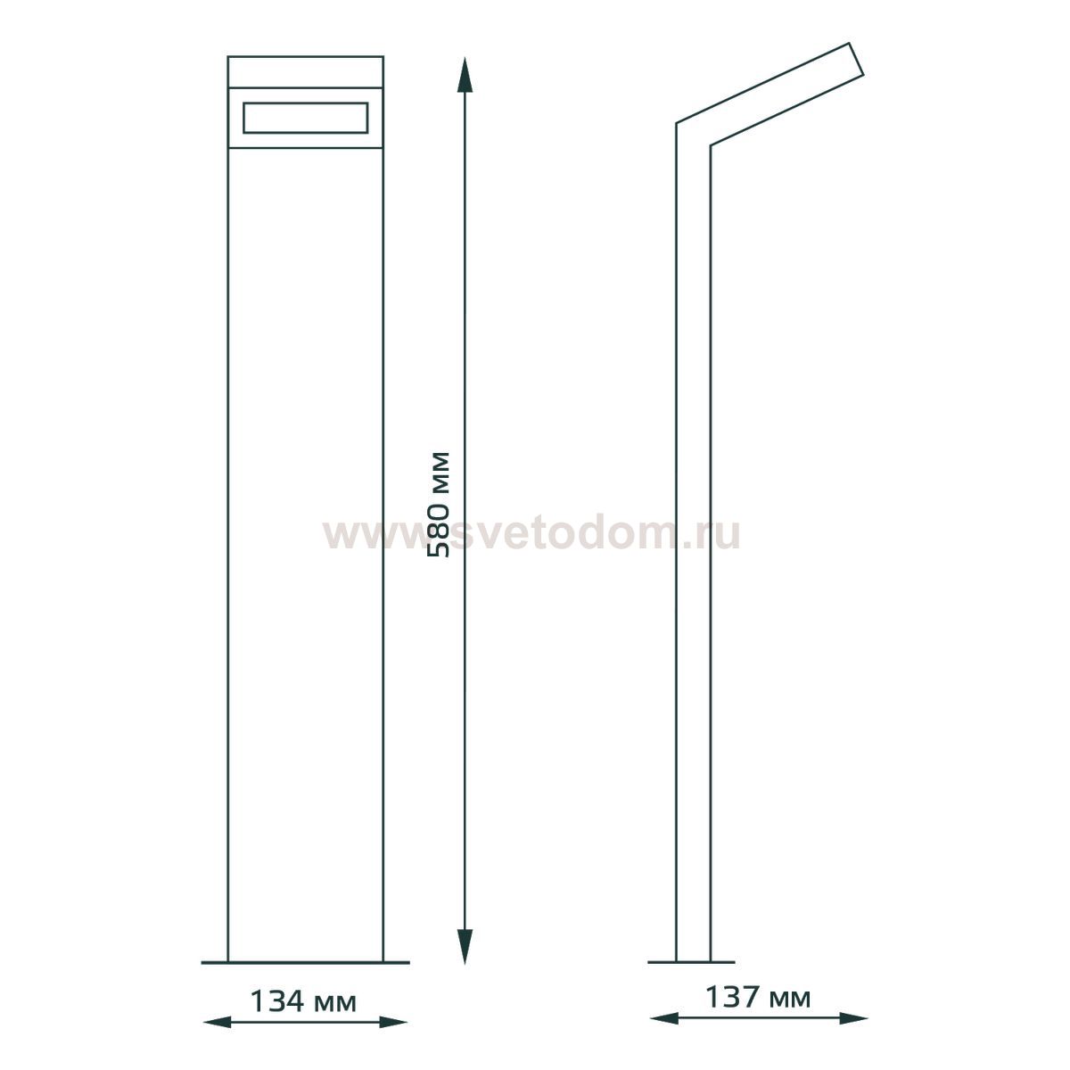 Светильник садово-парковый Gauss LED Electra столб, 10W, 600Lm, 4000K, 134x137x580mm, 170-240V / 50Hz, IP54,1/4 (GD110)