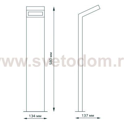 Светильник садово-парковый Gauss LED Electra столб, 10W, 600Lm, 4000K, 134x137x580mm, 170-240V / 50Hz, IP54,1/4 (GD110)