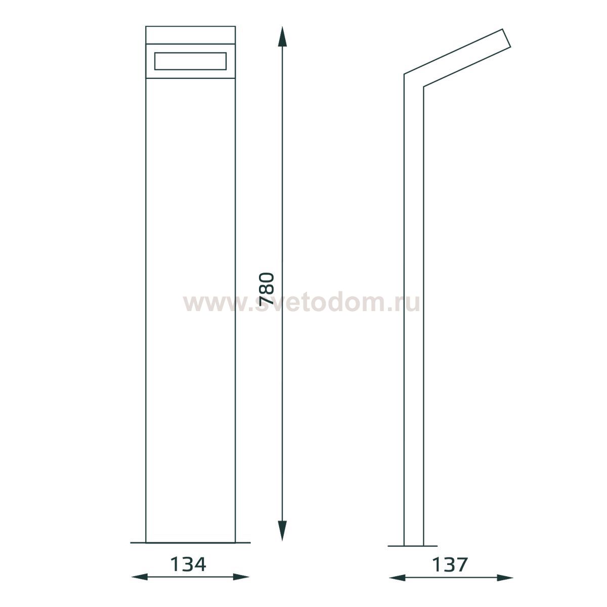 Светильник садово-парковый Gauss LED Electra столб, 10W, 600Lm, 4000K, 134x137x780mm, 170-240V / 50Hz, IP54,1/4 (GD111)