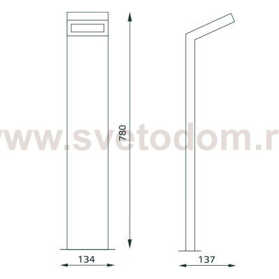 Светильник садово-парковый Gauss LED Electra столб, 10W, 600Lm, 4000K, 134x137x780mm, 170-240V / 50Hz, IP54,1/4 (GD111)