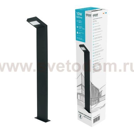 Светильник садово-парковый Gauss LED Electra столб, 10W, 600Lm, 4000K, 134x137x780mm, 170-240V / 50Hz, IP54,1/4 (GD111)