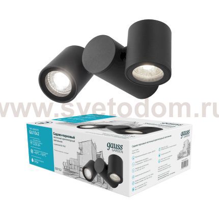 Светильник садово-парковый Gauss Sonata настенный архитектурный, 2xGU10, 221x155x70mm, 170-240V / 50Hz, 2xMax.35W, IP54, (GD152)