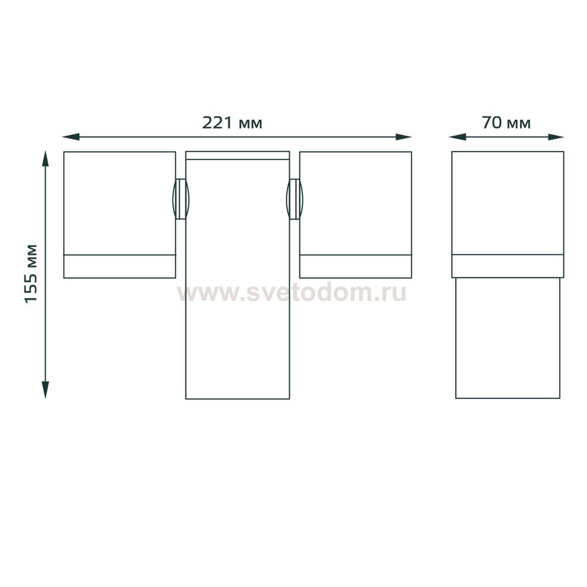 Светильник садово-парковый Gauss Sonata настенный архитектурный, 2xGU10, 221x155x70mm, 170-240V / 50Hz, 2xMax.35W, IP54, (GD152)