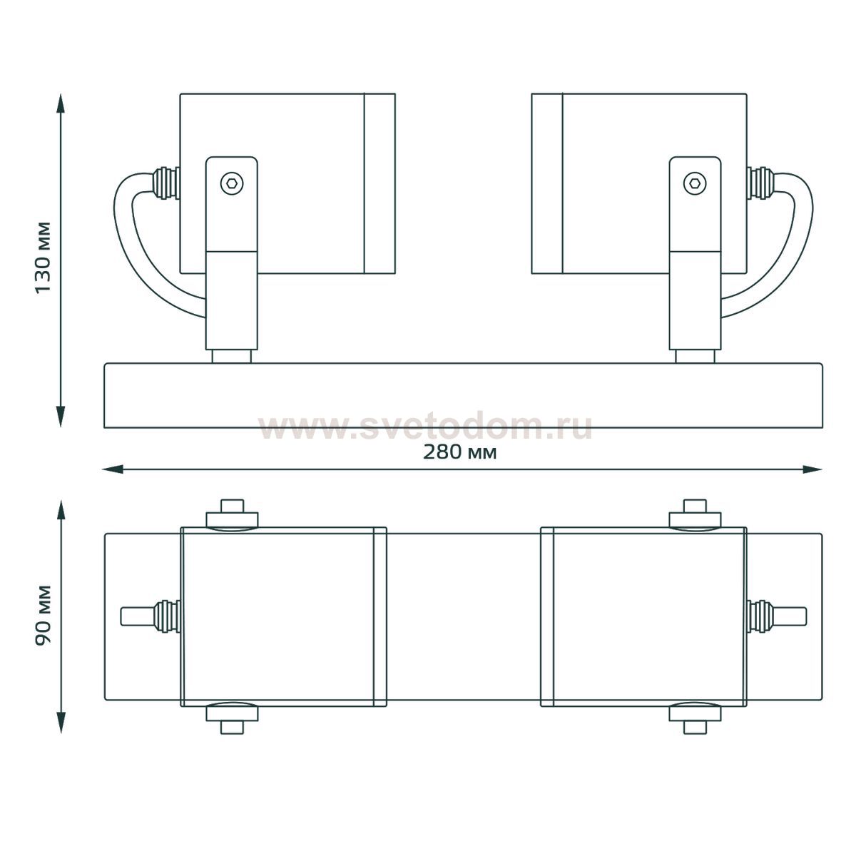 Светильник садово-парковый Gauss Sonata настенный архитектурный 2xGU10 280x90x130mm, 170-240V / 50Hz, 2xMax.35W, IP:54, (GD153)