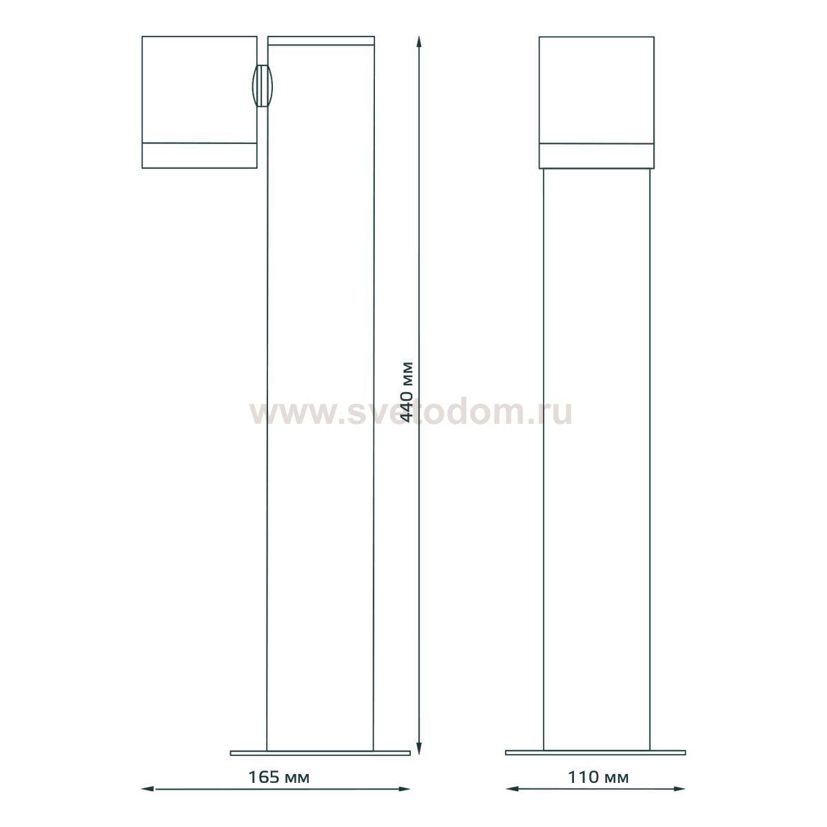 Светильник садово-парковый Gauss Sonata ландшафтный столб, 1xGU10, 163*110*440mm, 170-240V / 50Hz, Max.35W IP54, (GD156)