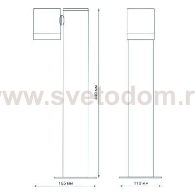 Светильник садово-парковый Gauss Sonata ландшафтный столб, 1xGU10, 163*110*440mm, 170-240V / 50Hz, Max.35W IP54, (GD156)