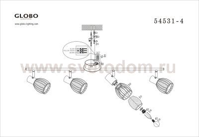 Светильник Globo 54531-4 Colubris