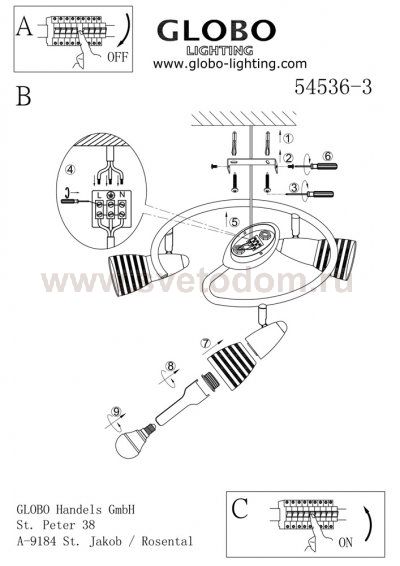 Светильник Globo 54536-3 Caleb