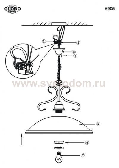 Светильник подвесной Globo 6905 Sassari