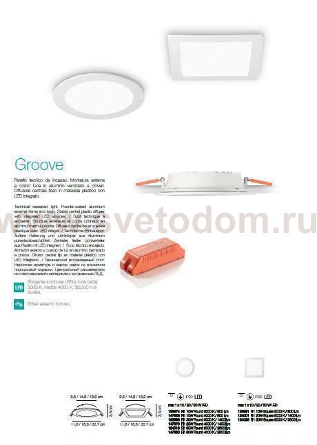 Ideal Lux GROOVE FI 10W ROUND 4000K