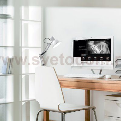 Светильник настольный Gauss модель GTL002 60W 220-240V E27 белый струбцина и основание