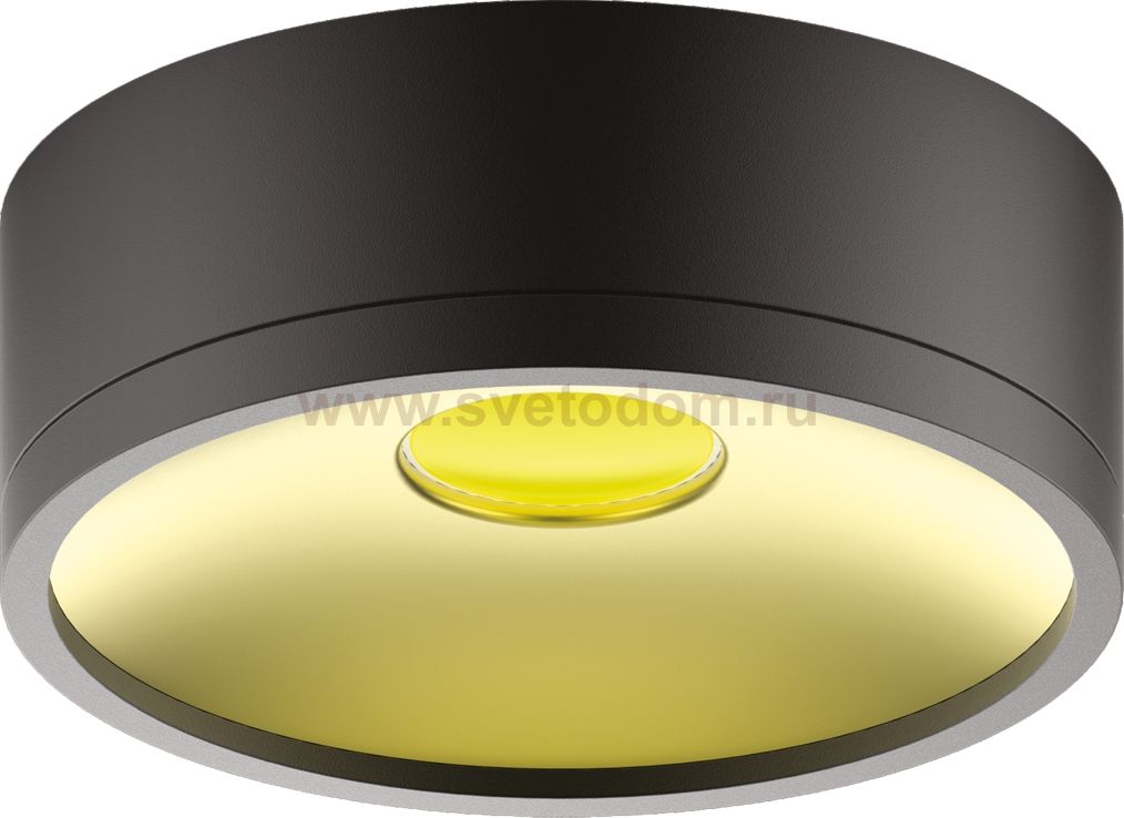 Светильник Gauss Overhead накл цил 12W 770lm 4000K 170-240V IP20 140*50мм черный золото LED (HD040)