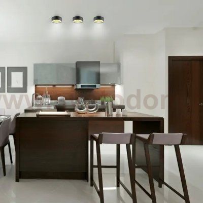 Светильник Gauss Overhead накл цил 12W 770lm 4000K 170-240V IP20 140*50мм черный золото LED (HD040)