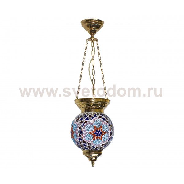 Подвесной светильник МАРОККО золото (плафон - бирюзовый, розовый, синий, оранжевый) h60 d15 E14 1*40w Kink light 1315,45