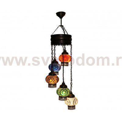 Каскад МАРОККО 5 плаф разноцветный h-100 d-20 E14 5*40w Kink light 512,43