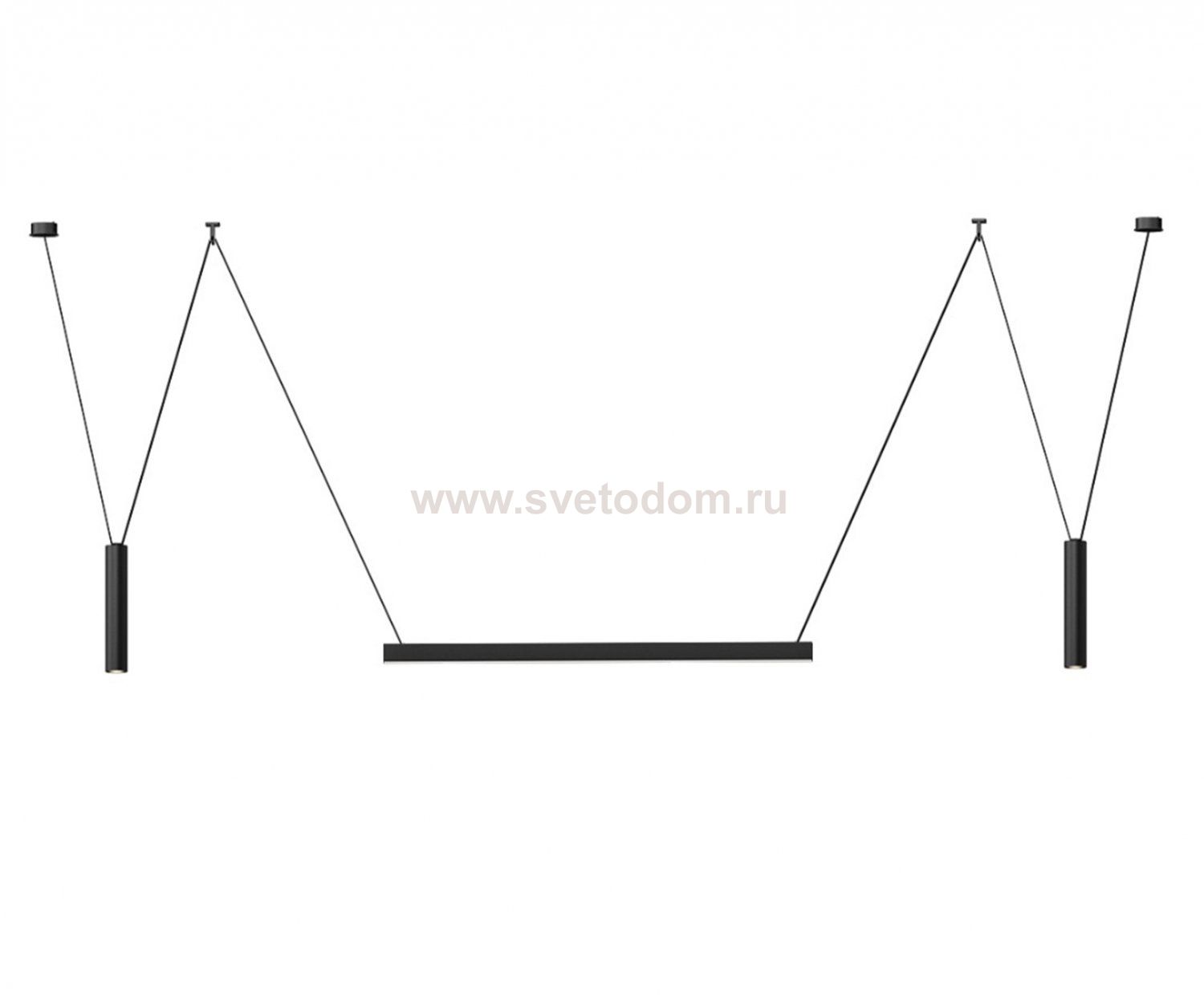Kink Light 6421-2/6430K,19 Комплект ременной трековой системы Сатори черный  w300*7 h160 Led 2*15W+2*7W (4000K)