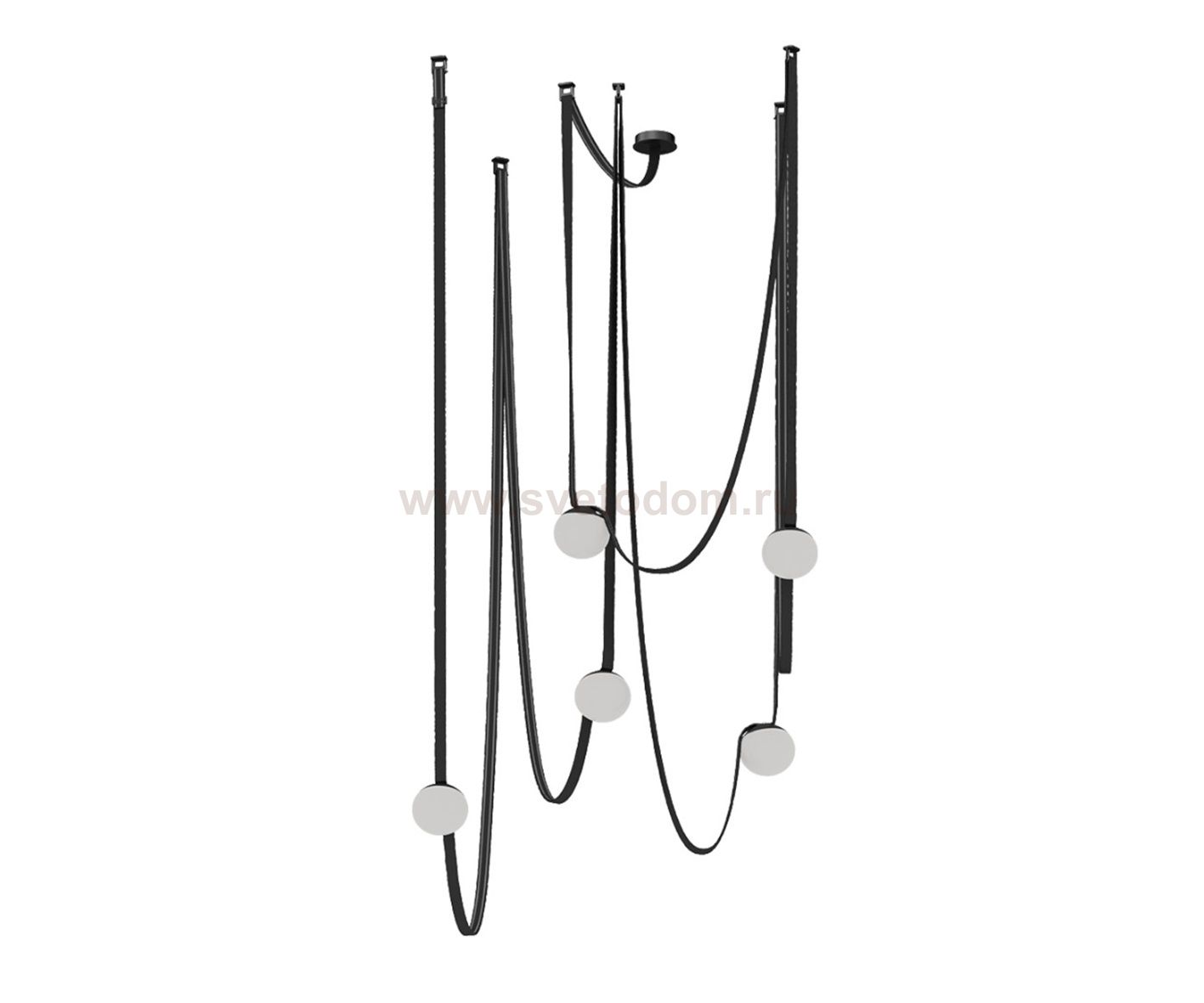 Kink Light 6424-2K,19 Комплект ременной трековой системы Сатори черный w80*60 h150 Led 5*12W (4000K)