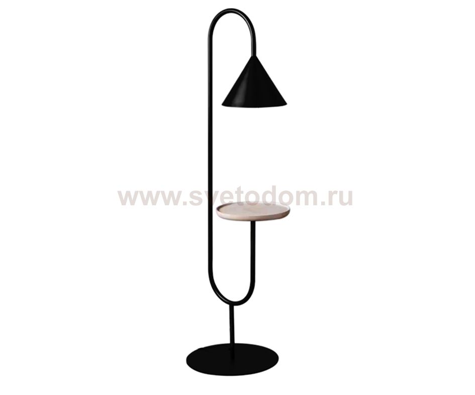 Kink Light 07053-F,19 Торшер Дион черный d31 h151 E27 1*40W с беспроводной зарядкой