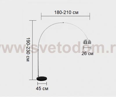 Торшер изогнутый АЛЬФАСИ Никель d190 h210 E27 1*40W Kink light 7063,16