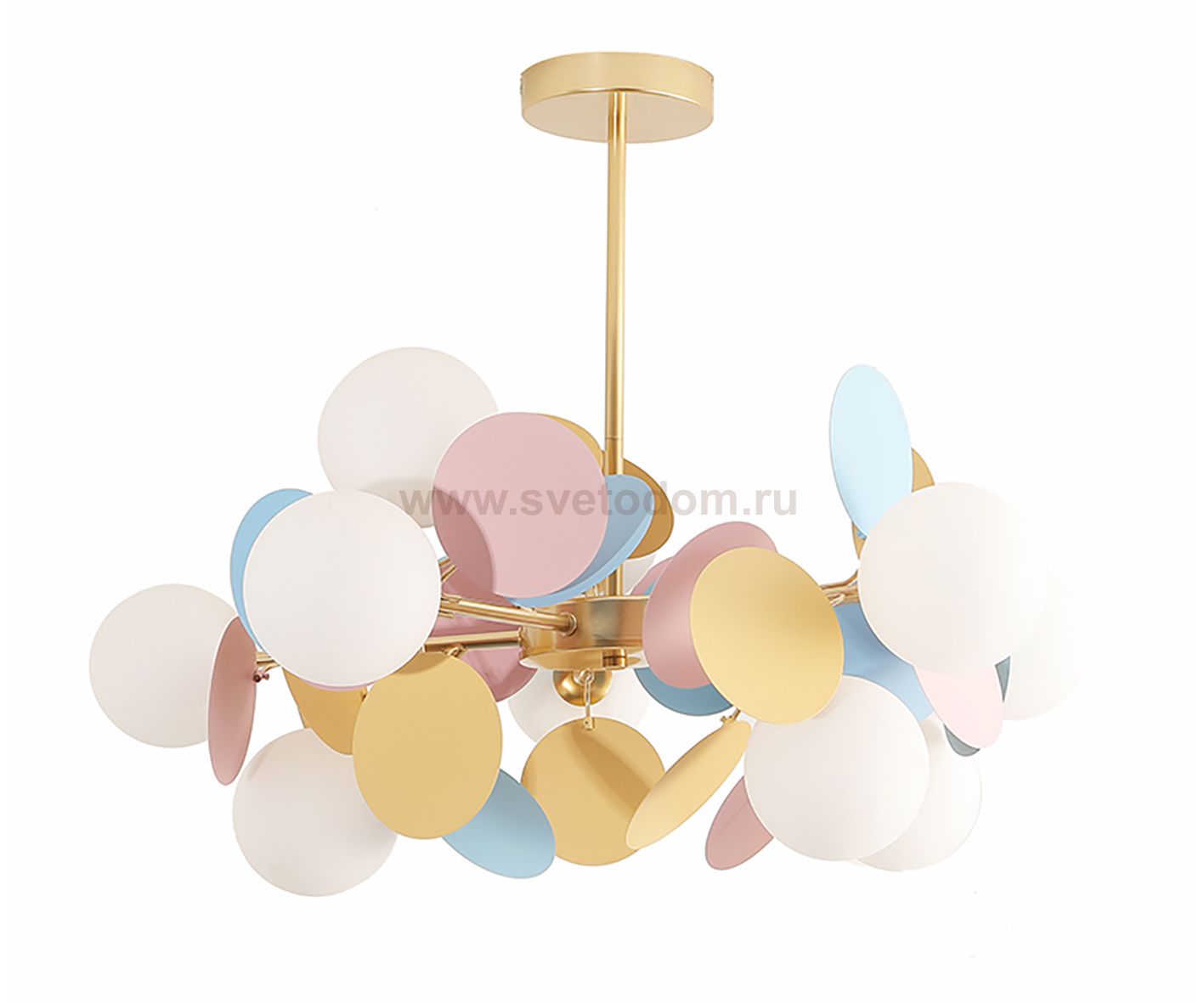 074160-10,33(43) Подвес Матиас мультиколор d67 h26,5 G9 10*5W (золотой корпус, разноцветные декор элементы) Kink light