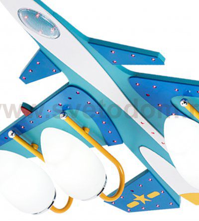 Светильник БОМБАРДИРОВЩИК голубой w80*70 h20 4*E14+70*0.05W LED.с пультом ДУ Kink light 74504